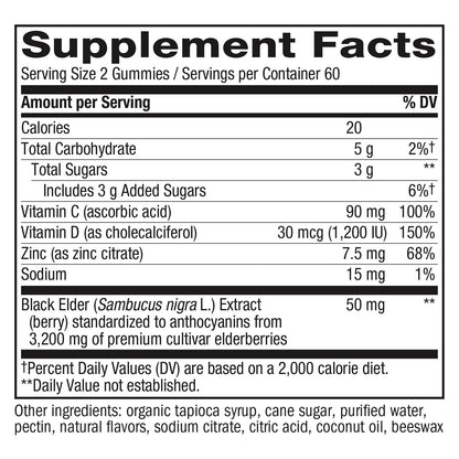 미국직구 비타민C Nature's Way Sambucus Elderberry with Vitamin C and Zinc, 120 Gummies