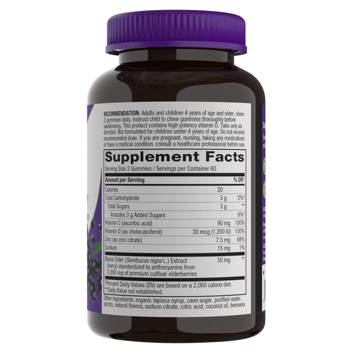 미국직구 비타민C Nature's Way Sambucus Elderberry with Vitamin C and Zinc, 120 Gummies