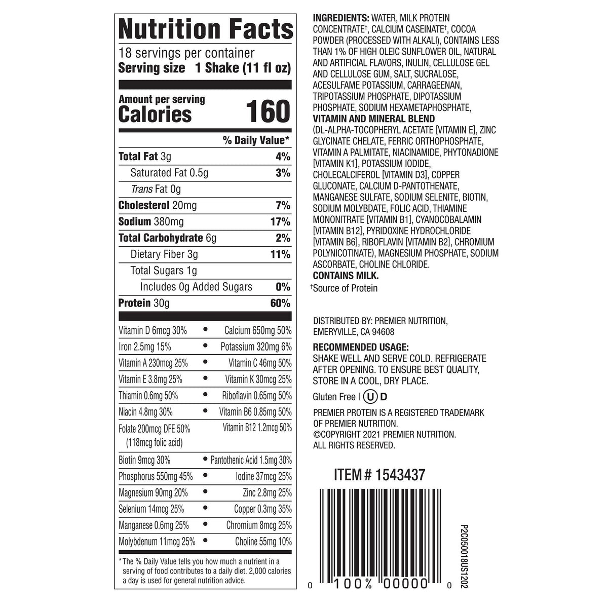 미국직구 프리미어 프로틴 단백질 쉐이크 음료 펌킨스파이스 Premier 30g Protein PLUS Energy and Immune Support Shakes 11 fl. oz., 18-pack, Pumpkin Spice