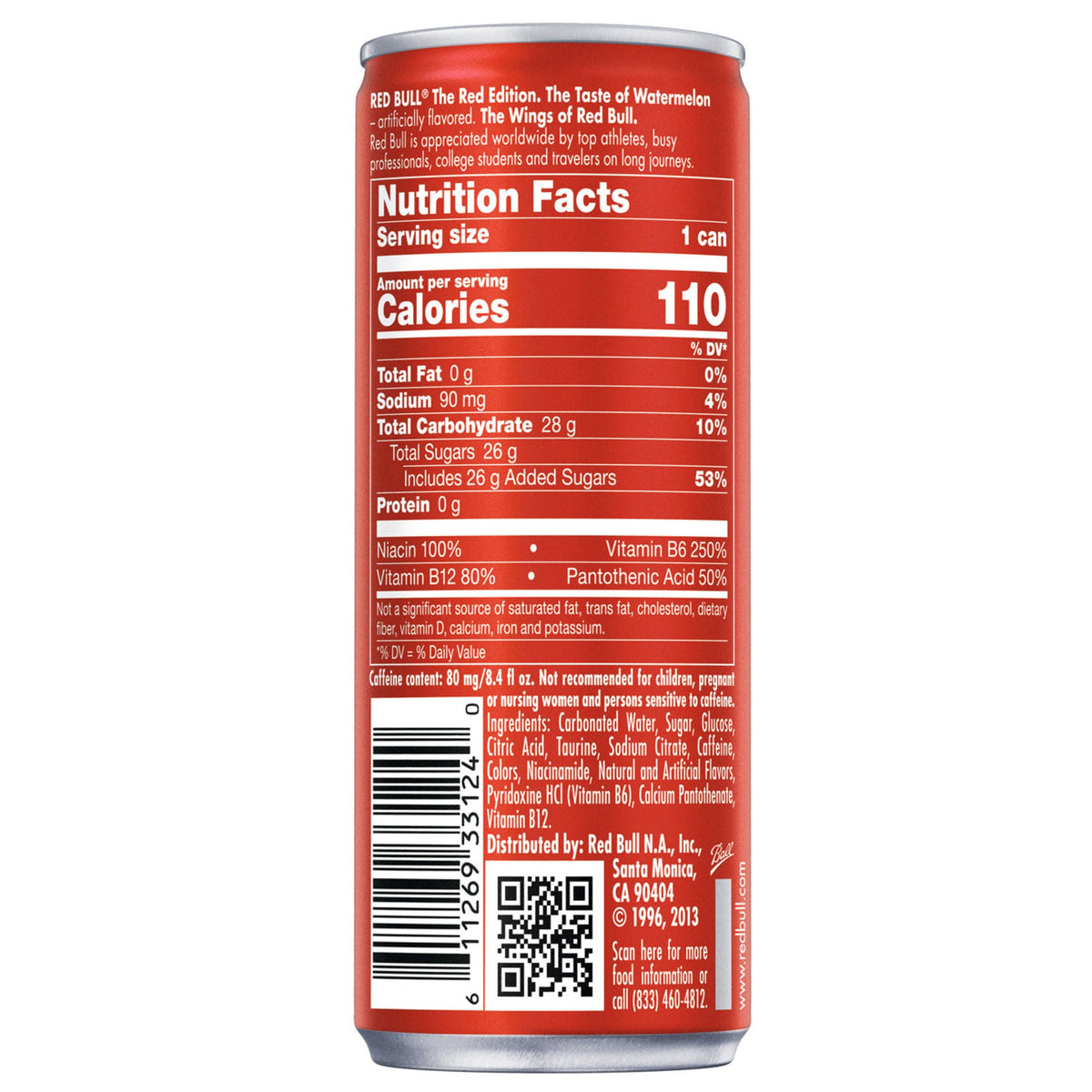 미국직구 Red Bull Red Edition Energy Drink, Watermelon, 8.4 fl oz, 24 ct