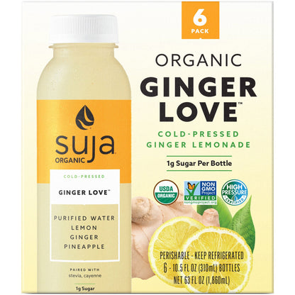 미국직구 Suja Organic Cold-Pressed Ginger Love Lemonade, 10.5 fl oz, 6 ct