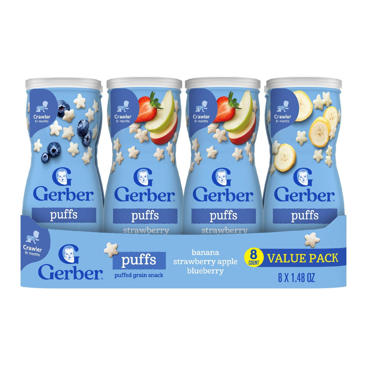미국직구 Gerber Grain & 42g 8팩 / Gerber Grain & Grow Cereal Snack Puffs, Variety Pack, 42g, 8 ct. 1