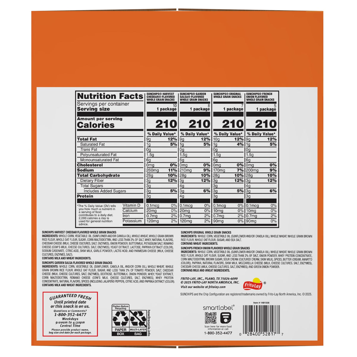미국직구 썬칩스 Whole Grain Snacks, Variety Pack, 1.5 oz, 30 ct