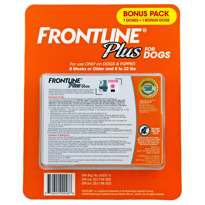 미국직구 프론트라인 반려견 해충·구충 Frontline Plus Flea and Tick Dog Treatment 5-22 lb, 7+1 Doses