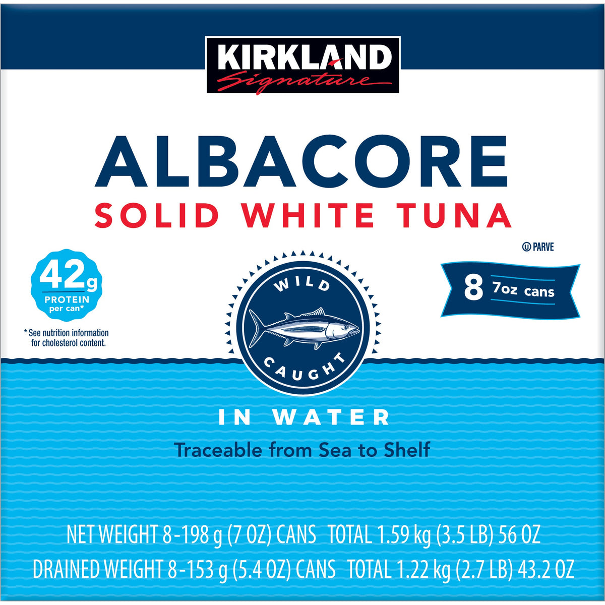 미국직구 Kirkland Signature Albacore Solid White Tuna in Water, 7 oz, 8 ct