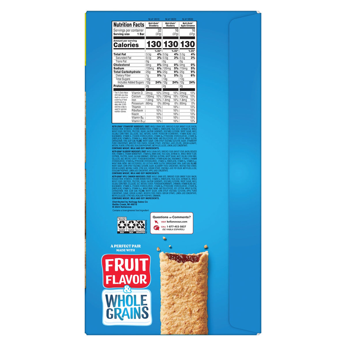 미국직구 Nutri-Grain Breakfast Bars, Variety Pack, 1.3 oz, 64 ct