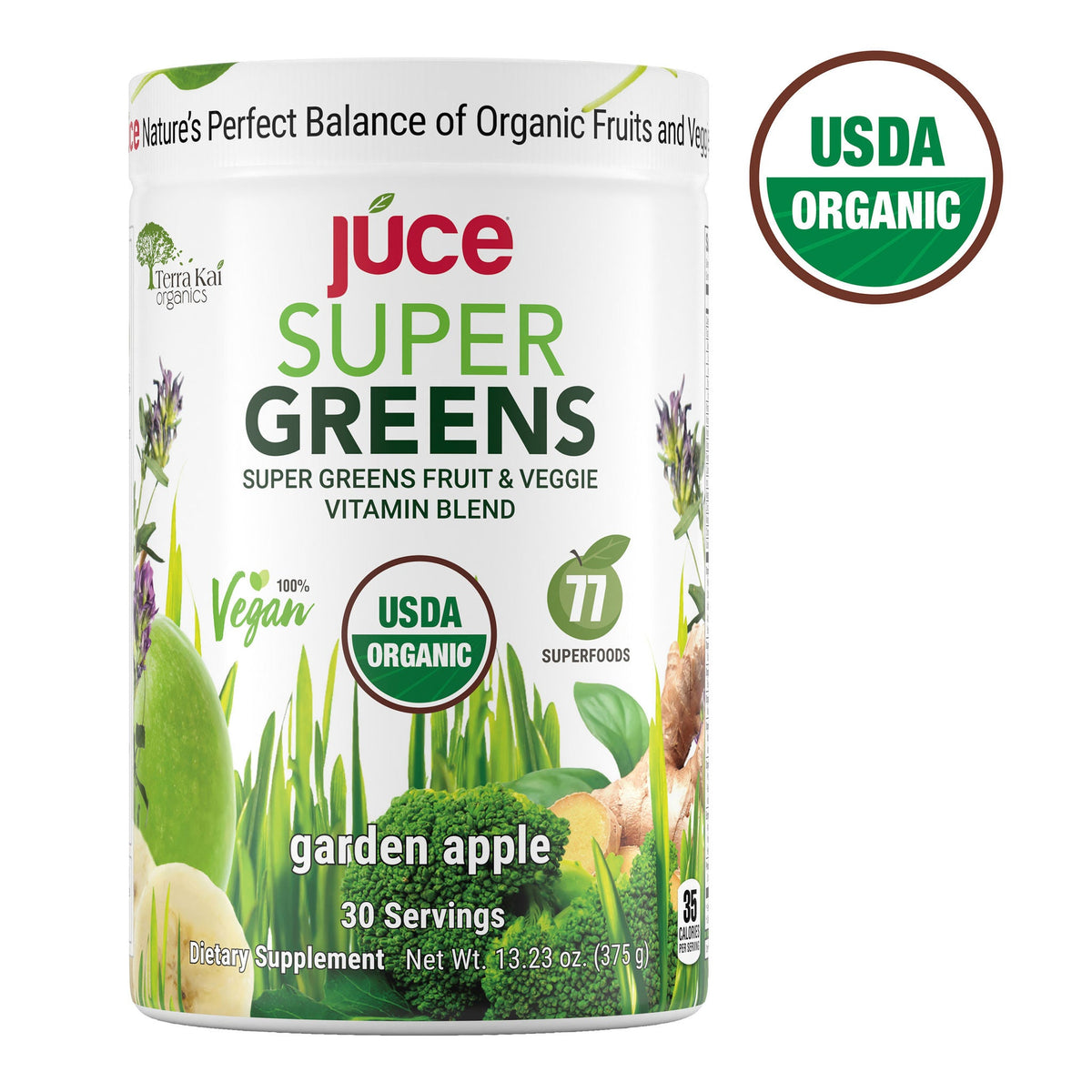 미국직구 Terra Kai USDA / Terra Kai USDA Organic Juce Super Greens Fruit and Veggie Powder, 13 3