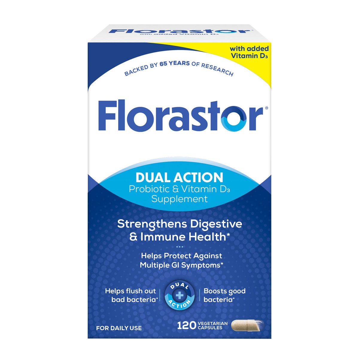 미국직구 플로라스토 유산균 Florastor Daily Probiotic with Vitamin D3, 120 Vegetarian Capsules