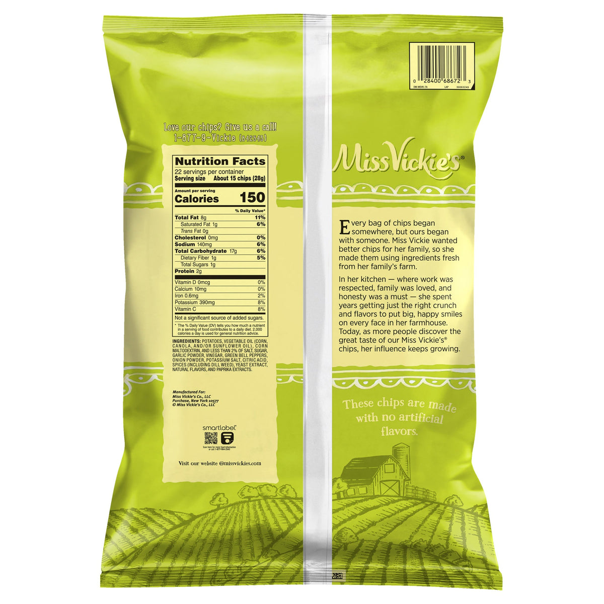 미국직구 Miss Vickie's Kettle Cooked Potato Chips, Spicy Dill Pickle, 22 oz