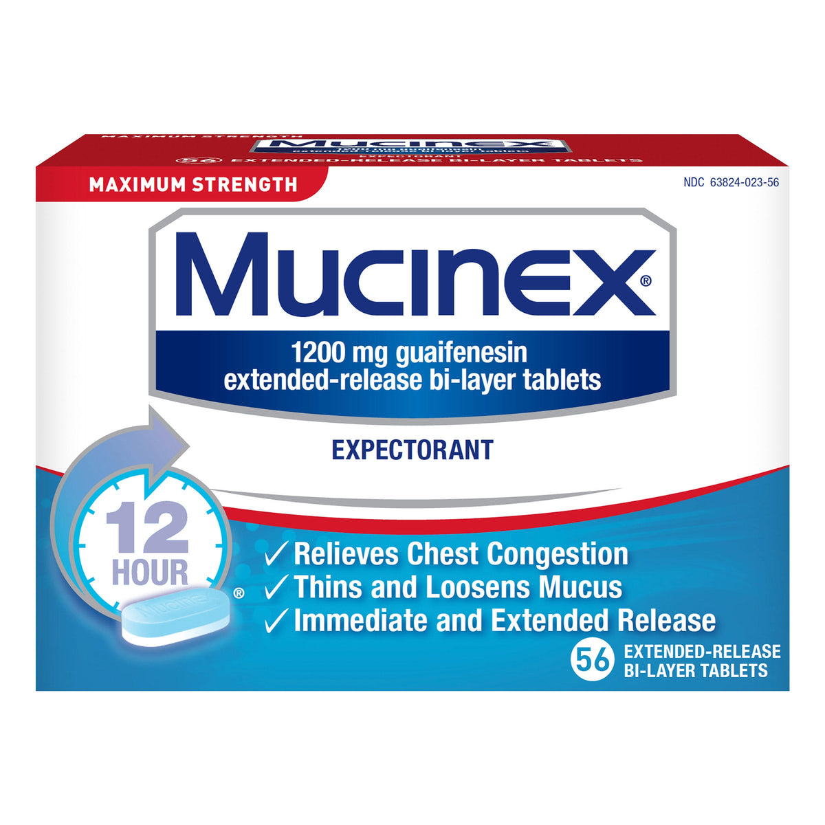 미국직구 뮤시넥스 생활건강 Mucinex Maximum Strength, 56 Tablets