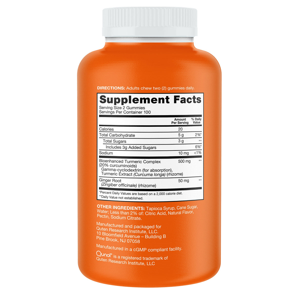 미국직구 큐놀 커큐민 Qunol Turmeric Plus Ginger, 200 Gummies, Tangerine