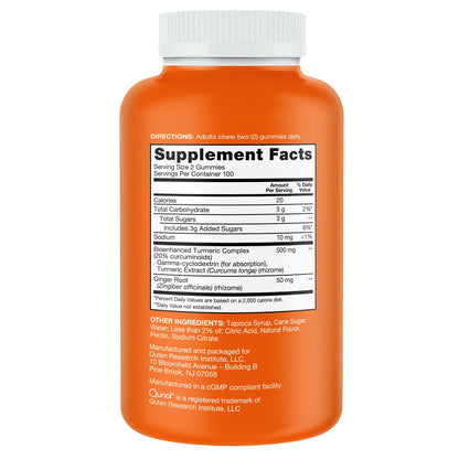 미국직구 큐놀 커큐민 Qunol Turmeric Plus Ginger, 200 Gummies, Tangerine