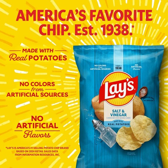 미국직구 Pack of 3팩 / Pack of 3 Lay's Potato Chips Salt & Vinegar Snack Chips, 7.75 Ounce Ba 3