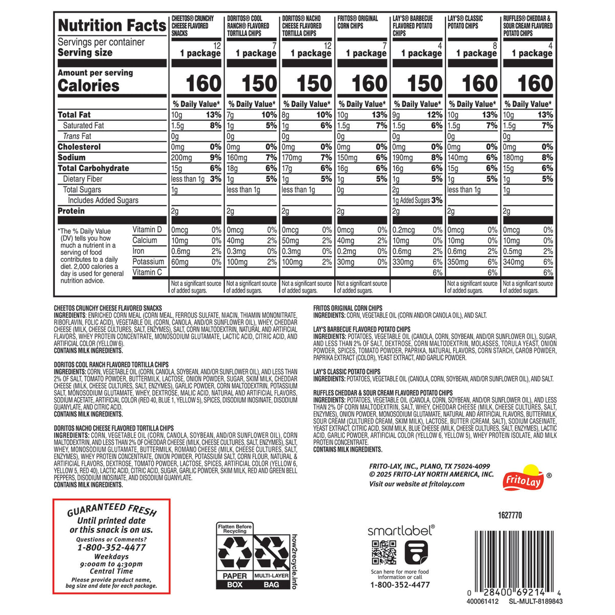 미국직구 Frito-Lay Classic Mix, Variety Pack, 1 oz, 54 ct