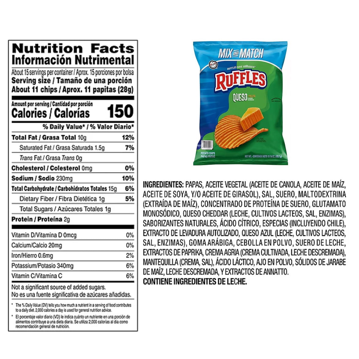 미국직구 Ruffles Queso Cheese 429g / Ruffles Queso Cheese Flavored Potato Chips, 429g 2