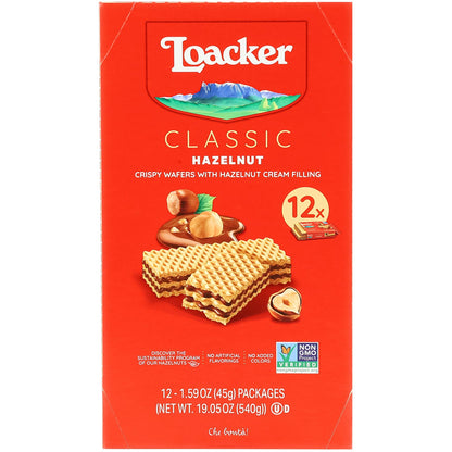 미국직구 Loacker Classic Crispy Wafers, Hazelnut, 1.59 oz, 12 ct