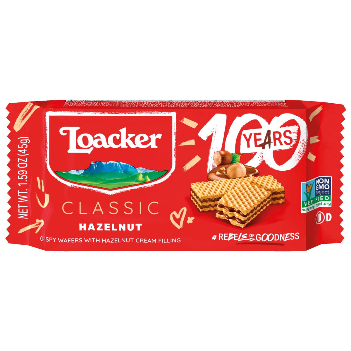 미국직구 Loacker Classic Crispy Wafers, Hazelnut, 1.59 oz, 12 ct