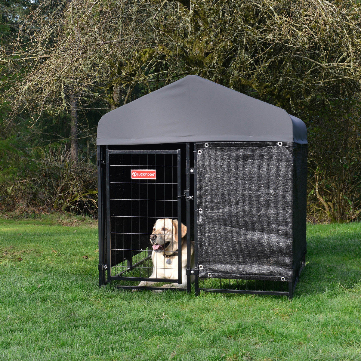 미국직구 켄넬·이동장 Lucky Dog STAY Series Studio Jr. Dog Kennel 4'x4' with Privacy Screen