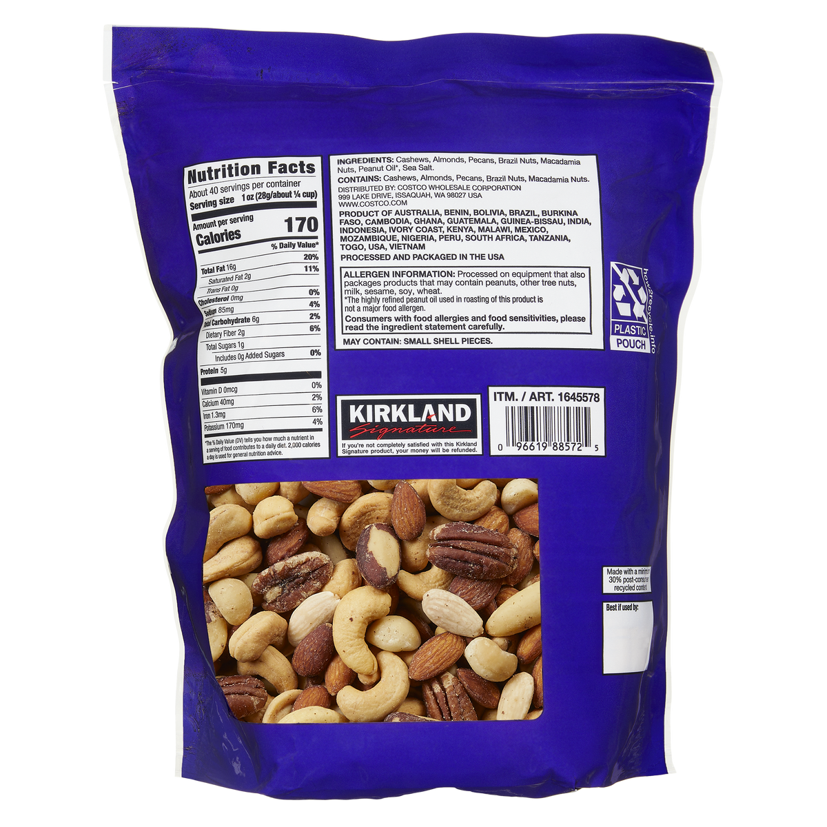 미국직구 Kirkland Signature Extra Fancy Mixed Nuts, Salted, 40 oz