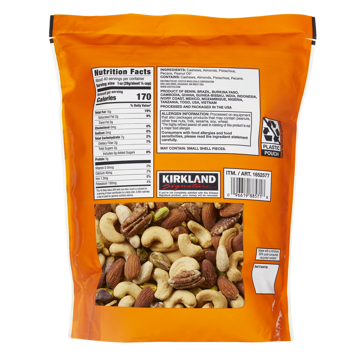 미국직구 Kirkland Signature Extra Fancy Mixed Nuts, Unsalted, 40 oz