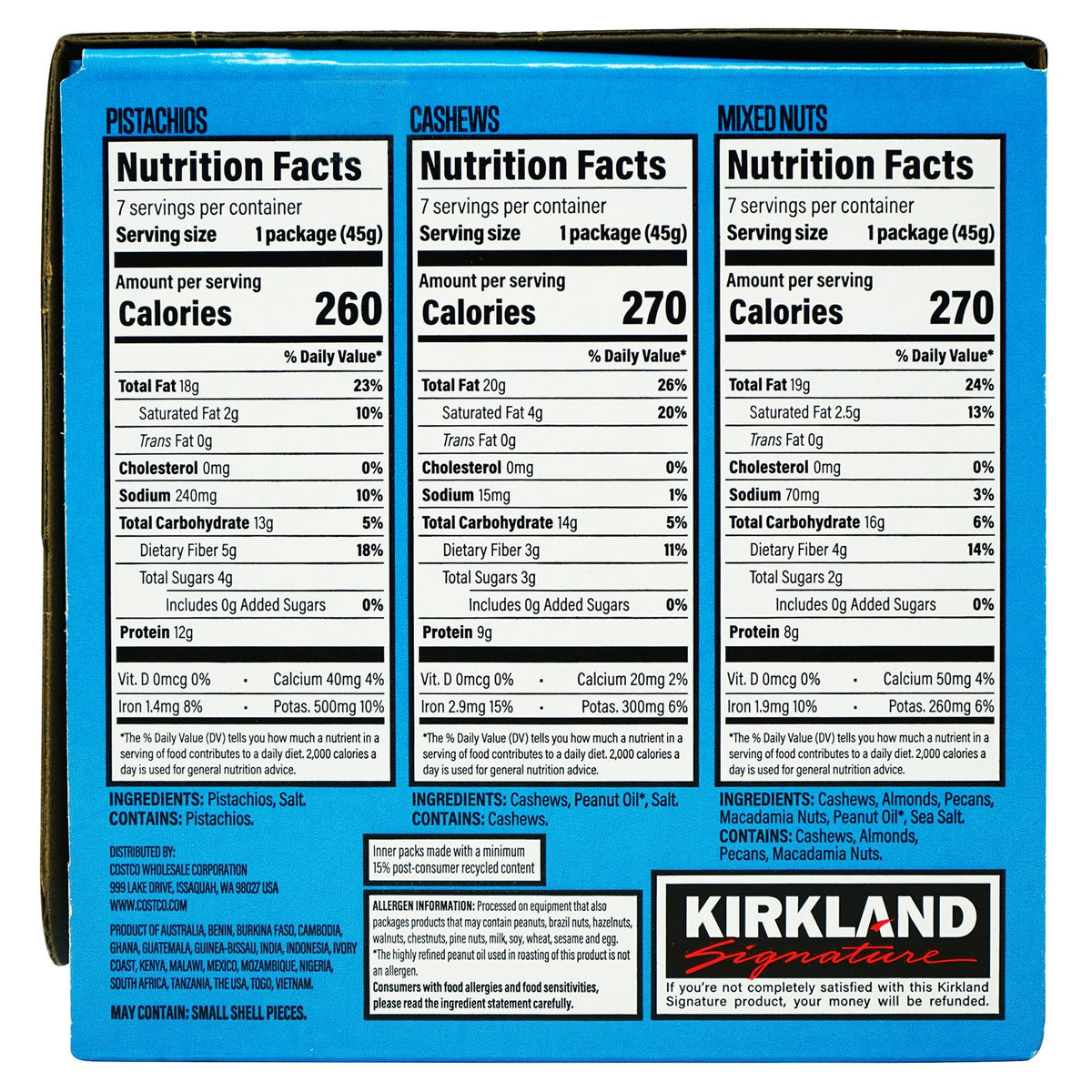 미국직구 Kirkland Signature Snacking Nuts, Variety Pack, 1.6 oz, 21 ct