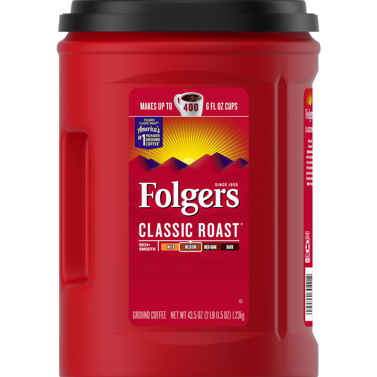 미국직구 Folgers Classic Roast Ground Coffee, Medium Roast, 43.5 oz