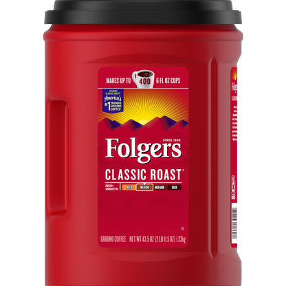 미국직구 Folgers Classic Roast Ground Coffee, Medium Roast, 43.5 oz