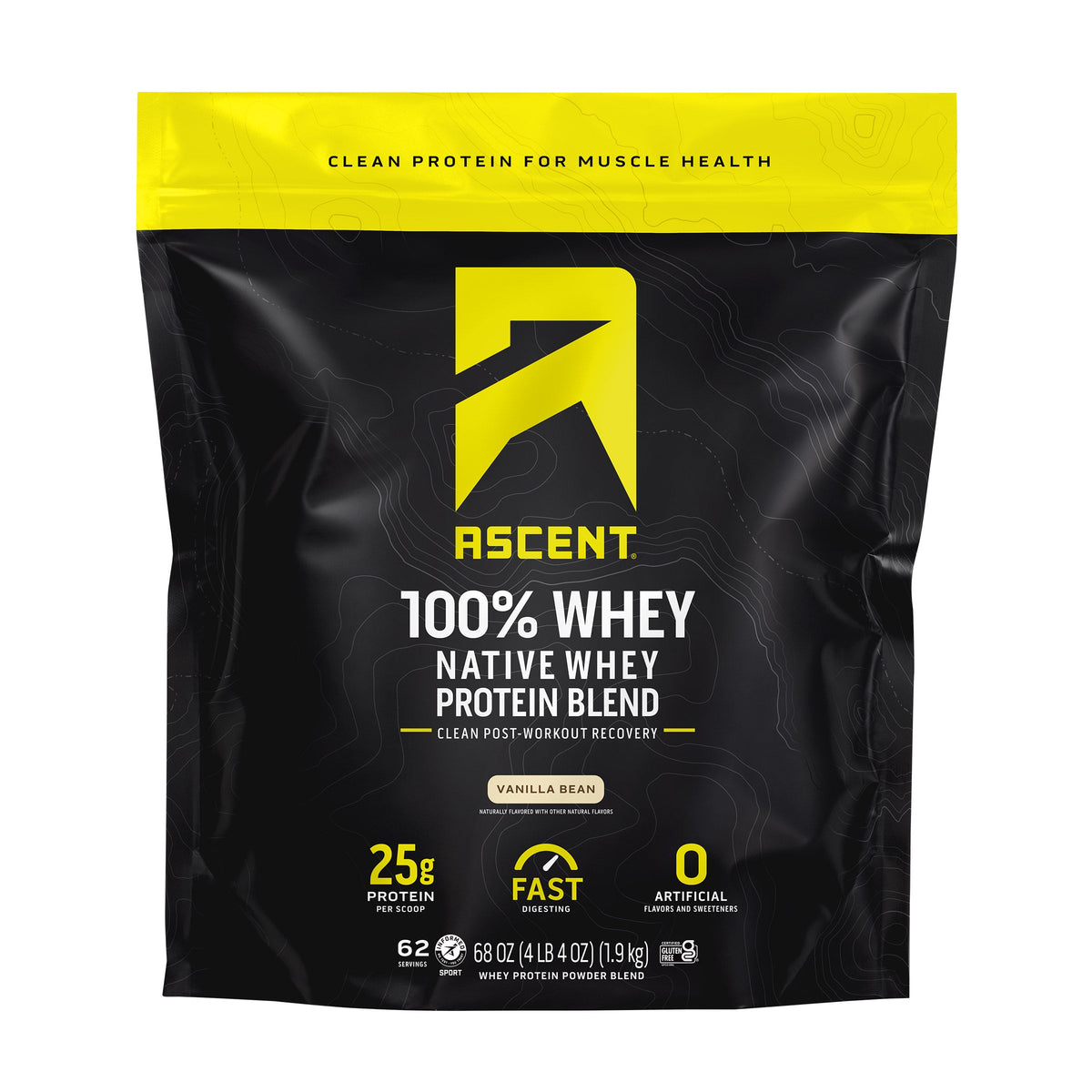 미국직구 어센트 웨이 프로틴 파우더 바닐라 Ascent 100% Whey, Native Whey Protein Blend, Vanilla Bean, 4.25 lbs