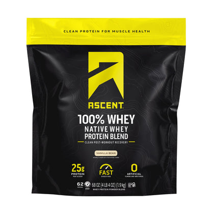 미국직구 어센트 웨이 프로틴 파우더 바닐라 Ascent 100% Whey, Native Whey Protein Blend, Vanilla Bean, 4.25 lbs