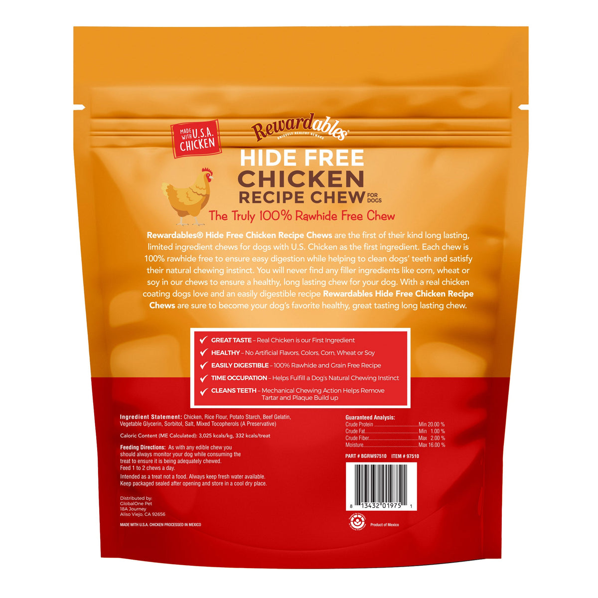 미국직구 리워더블스 강아지 간식 Rewardables Rawhide Free Chicken Chews, 10-count, 2-pack