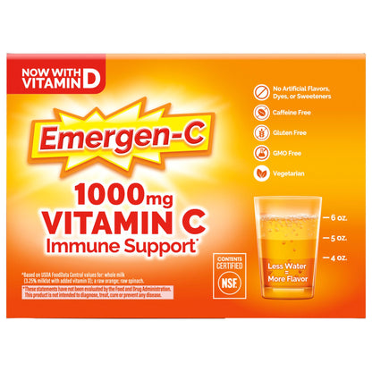 미국직구 이머전씨 비타민C Emergen-C 1000 mg Vitamin C Daily Immune Support Variety Pack Drink Mix, 120 Packets