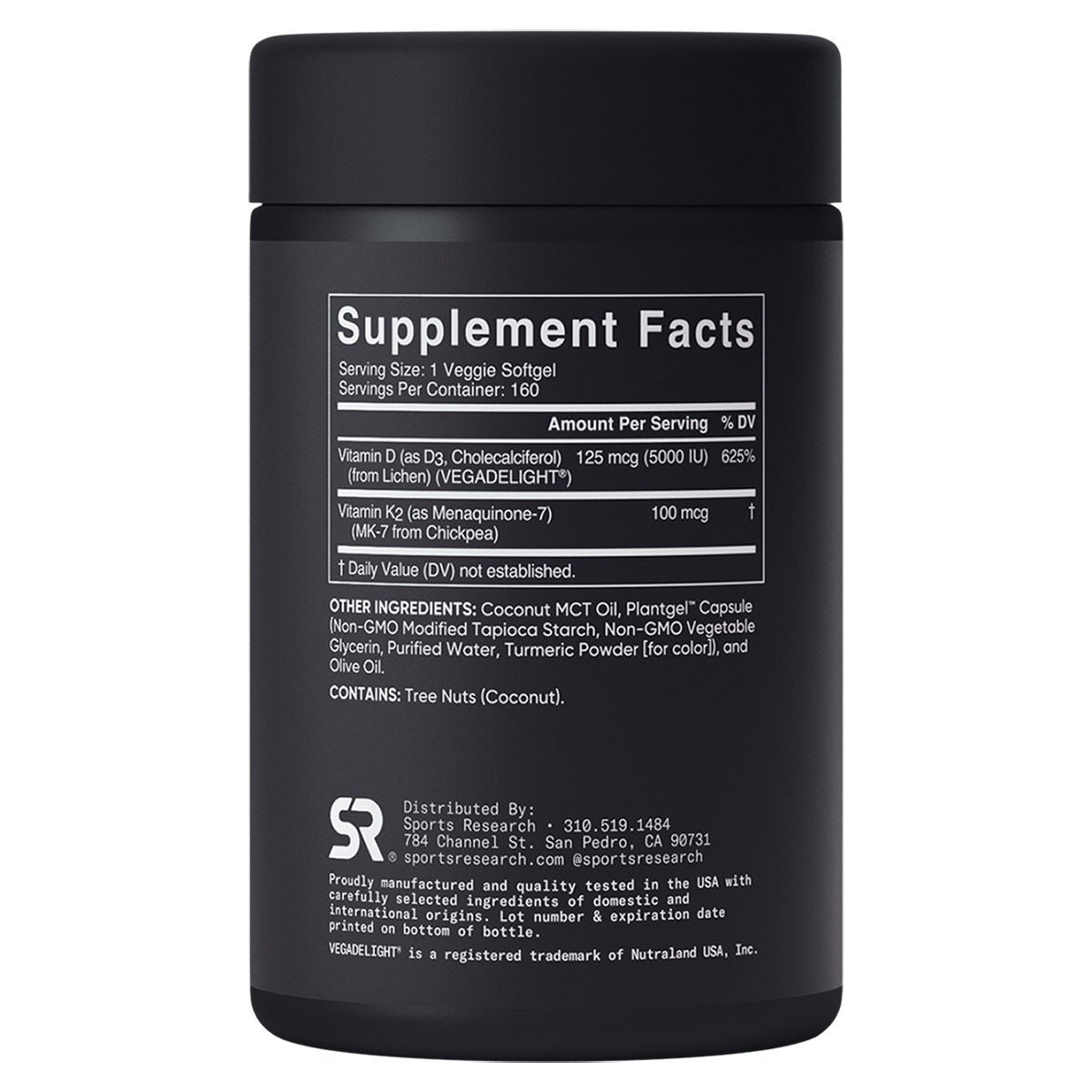 미국직구 영양제 Sports Research D3 + K2, 160 Veggie Softgels