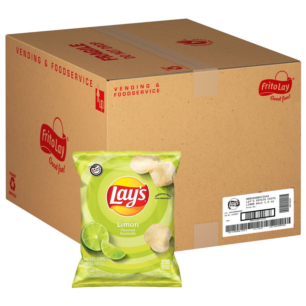 미국직구 레이즈 Potato Chips, Limón, 1.5 oz, 64 ct