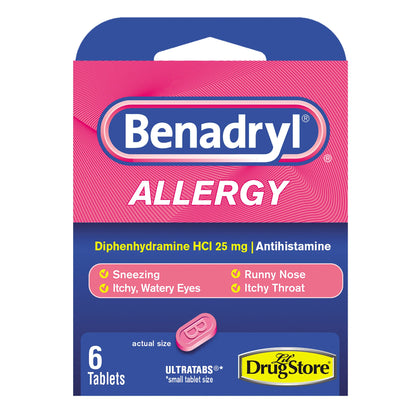 미국직구 베나드릴 알레르기약 Benadryl Allergy Tablets, 3 Servings per Box, 6 Boxes