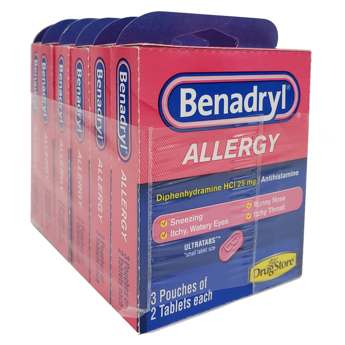 미국직구 베나드릴 알레르기약 Benadryl Allergy Tablets, 3 Servings per Box, 6 Boxes