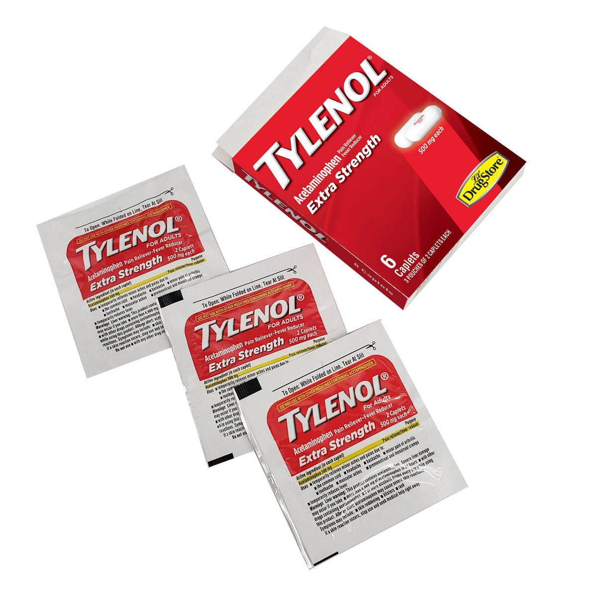 미국직구 타이레놀 생활건강 Tylenol Extra Strength Acetaminophen, 500 mg, 3 Servings per Box, 6 Boxes
