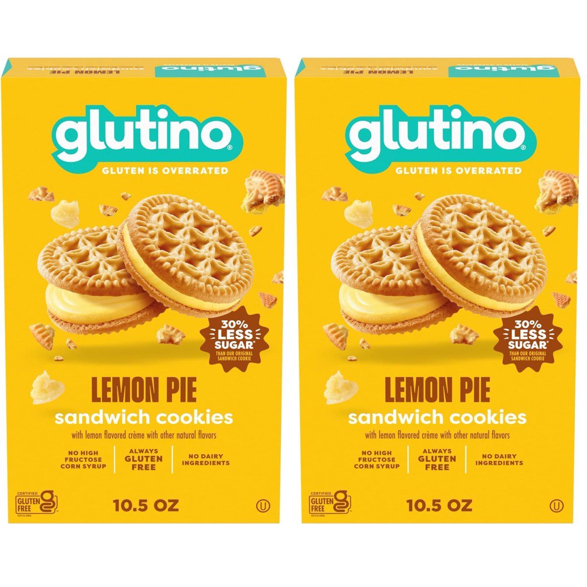 미국직구 3x Glutino Gluten 과자 298g 2팩 / 3x | Glutino Gluten Free Lemon Pie Flavored Sandwich C 2