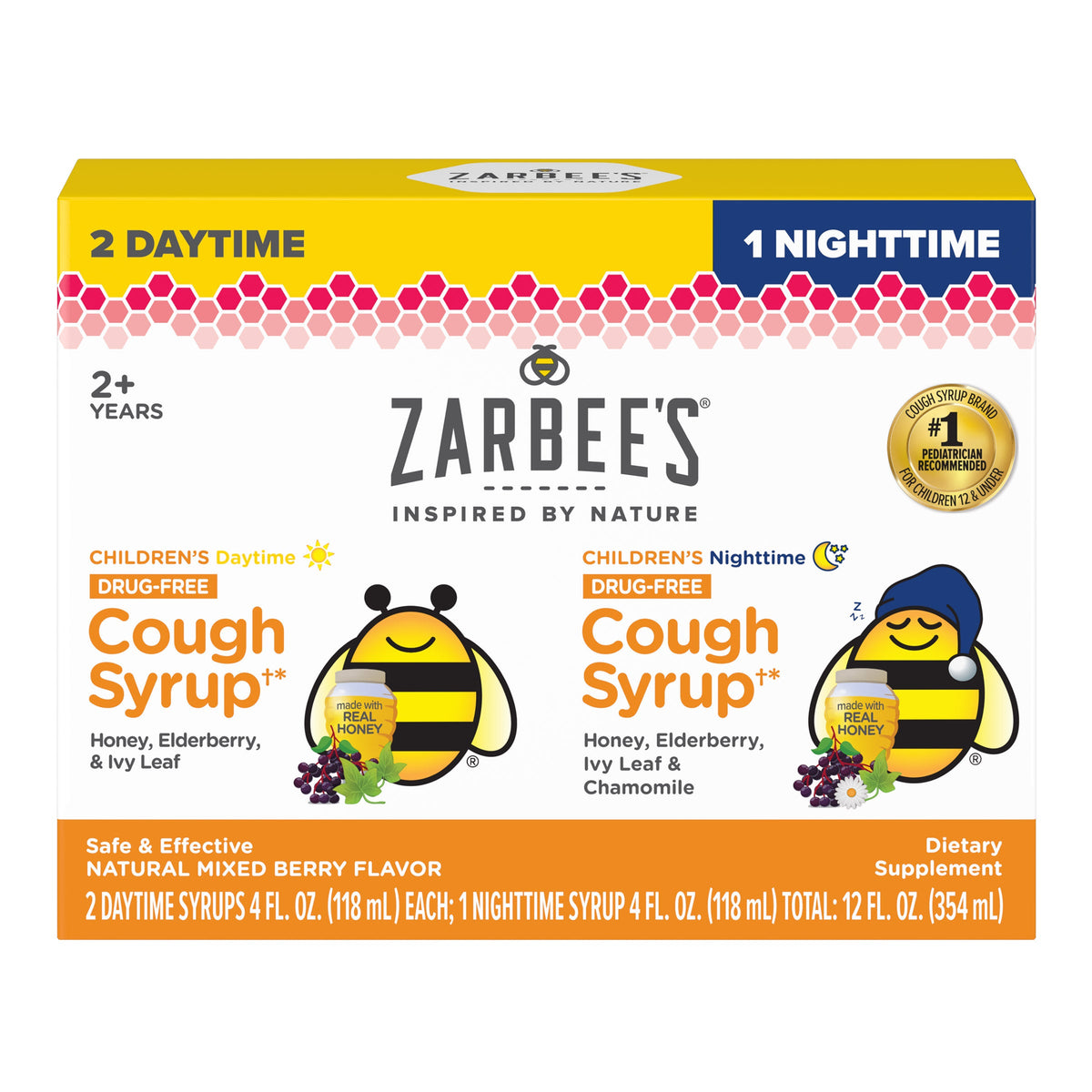 미국직구 자비스 감기약 Zarbee's Children's Cough Daytime / Nighttime, Two 4 Ounce Daytime + One 4 Ounce Nighttime
