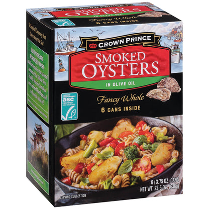 미국직구 Crown Prince Smoked Oysters in Olive Oil, Fancy Whole, 3.75 oz, 6 ct
