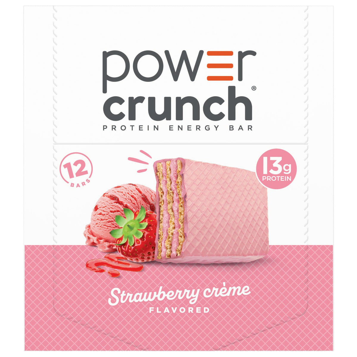 미국직구 Power Crunch Protein Energy Bar, 13g Protein, Strawberry Creme, 1.4 oz, 12 ct