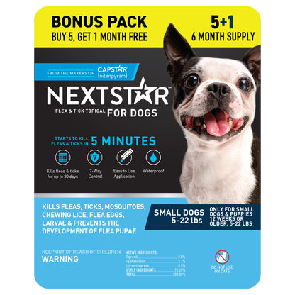 미국직구 펫용품 NEXTSTAR Flea & Tick Topical Prevention for Dogs 5-22 lbs, 6-Month Supply