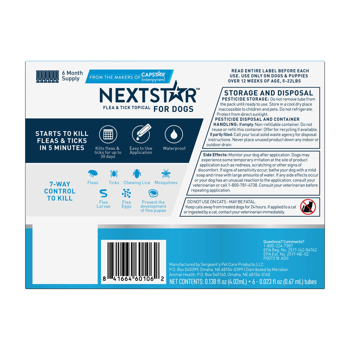미국직구 펫용품 NEXTSTAR Flea & Tick Topical Prevention for Dogs 5-22 lbs, 6-Month Supply