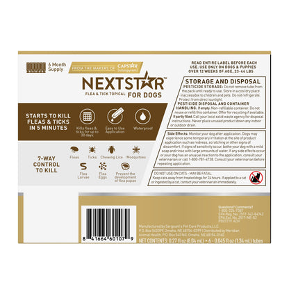 미국직구 펫용품 NEXTSTAR Flea & Tick Topical Prevention for Dogs 23-44 lbs, 6-Month Supply