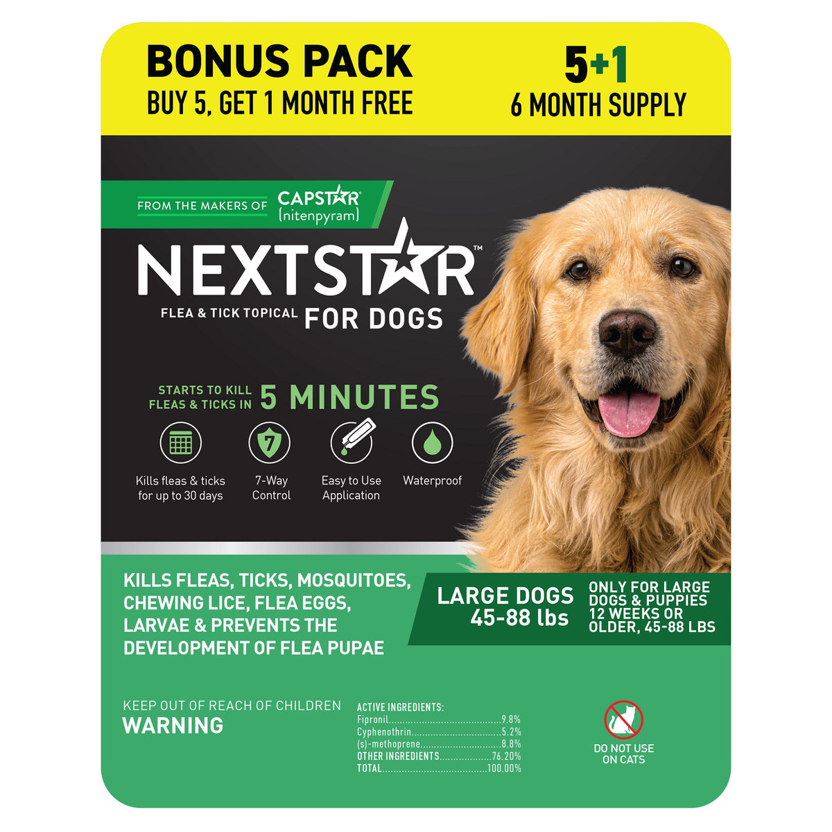 미국직구 펫용품 NEXTSTAR Flea & Tick Topical Prevention for Dogs 45-88 lbs, 6-Month Supply
