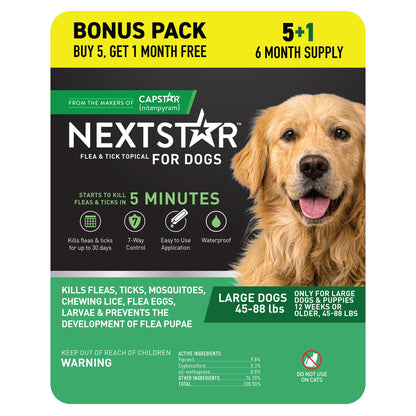 미국직구 펫용품 NEXTSTAR Flea & Tick Topical Prevention for Dogs 45-88 lbs, 6-Month Supply