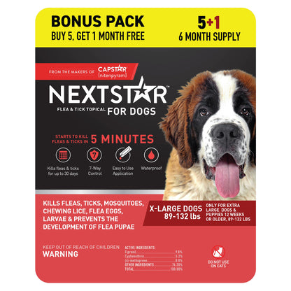 미국직구 펫용품 NEXTSTAR Flea & Tick Topical Prevention for Dogs 89-132lbs, 6-Month Supply