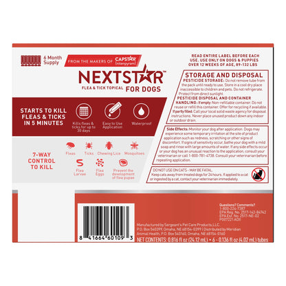 미국직구 펫용품 NEXTSTAR Flea & Tick Topical Prevention for Dogs 89-132lbs, 6-Month Supply