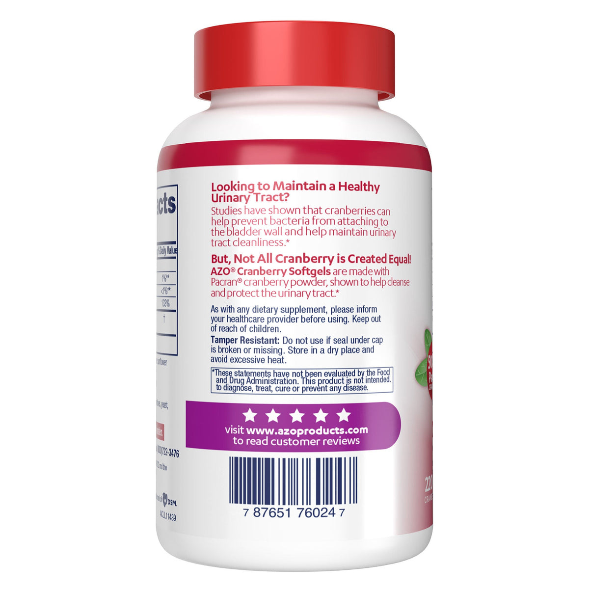 미국직구 에이조 크랜베리 AZO Cranberry Urinary Tract Health 500 mg, 220 Softgels