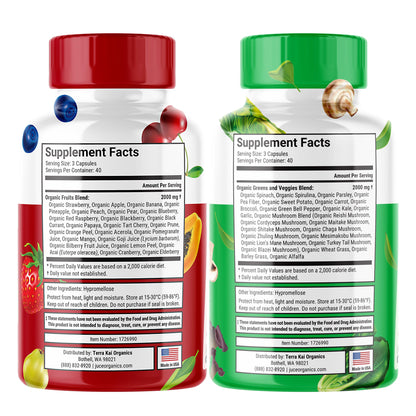 미국직구 영양제 Terra Kai Organics Juce Super Fruits & Veggies, 240 Capsules