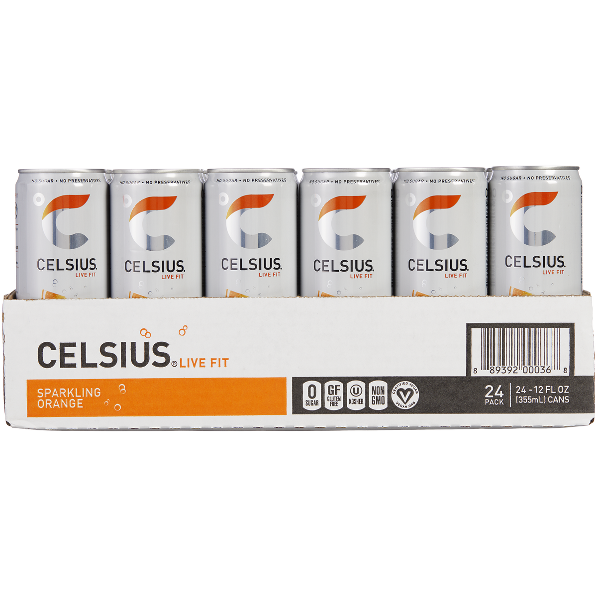 미국직구 CELSIUS Energy Drink, Sparkling Orange, 12 fl oz, 24 ct